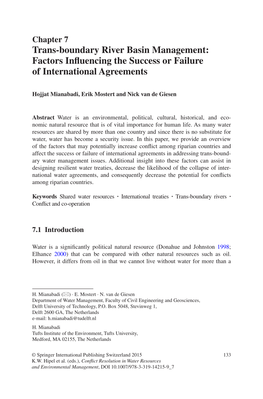 International Agreement On Environmental Management Pdf Trans Boundary River Basin Management Factors Influencing The