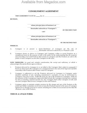 Inventory Consignment Agreement Consignment Sale Agreement