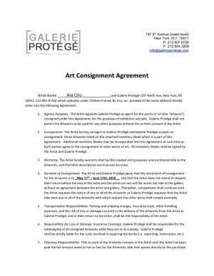 Inventory Consignment Agreement Galerie Protg Art Consignment Agreement In2 1 Arte Fuse