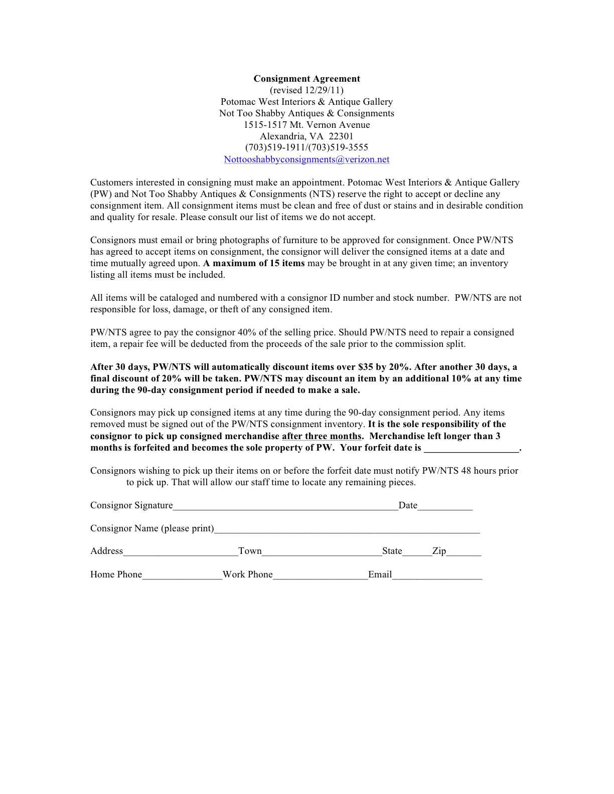Inventory Consignment Agreement New Consignment Policy Evolution Home