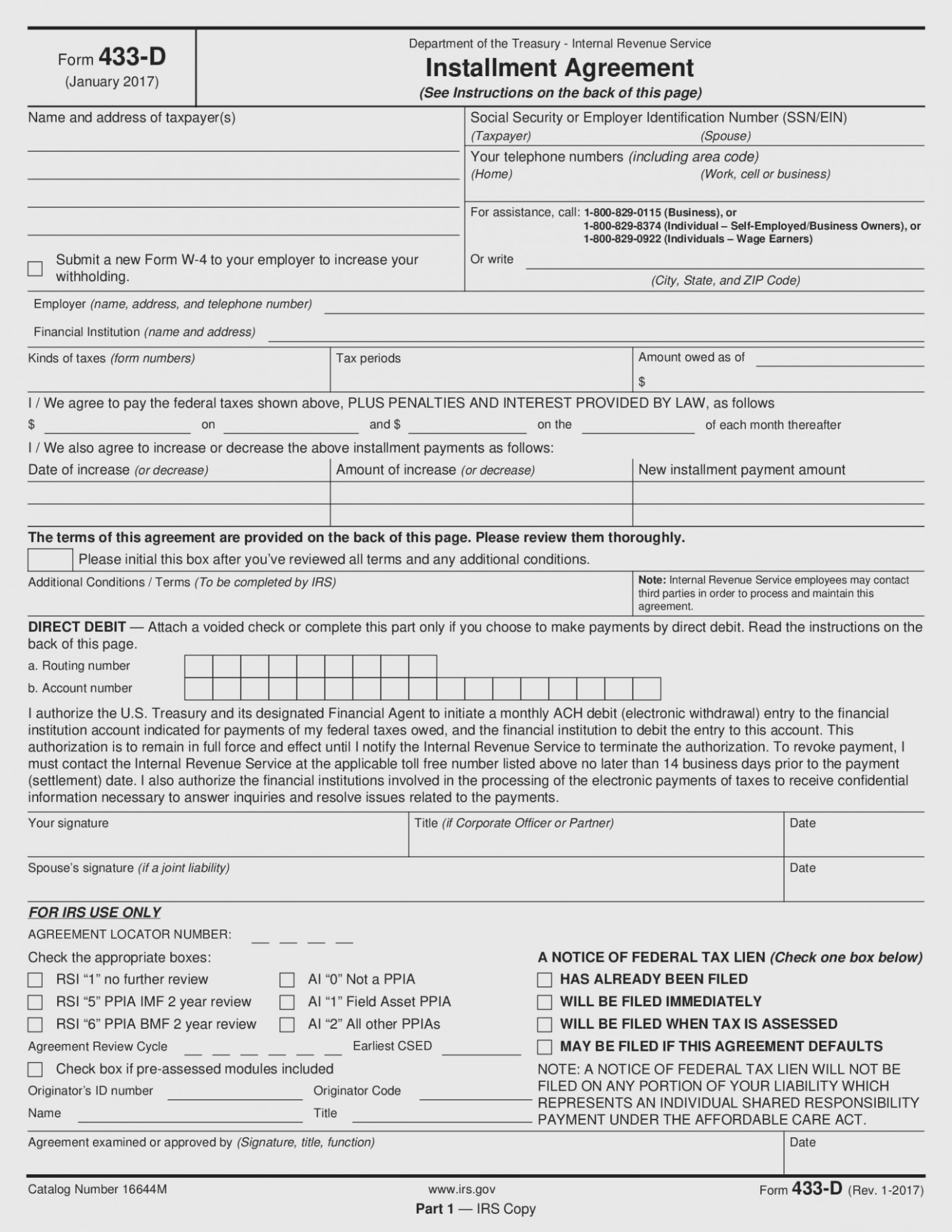 Irs Instalment Agreement Form Form 15 Installment Agreement Good Irs Payment Plan Bing Images