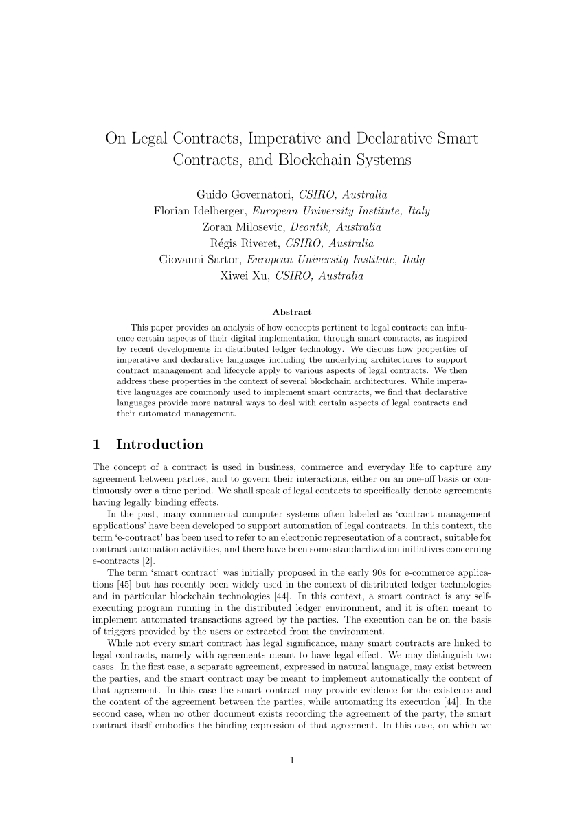 Is A Verbal Agreement Legally Binding Pdf On Legal Contracts Imperative And Declarative Smart Contracts