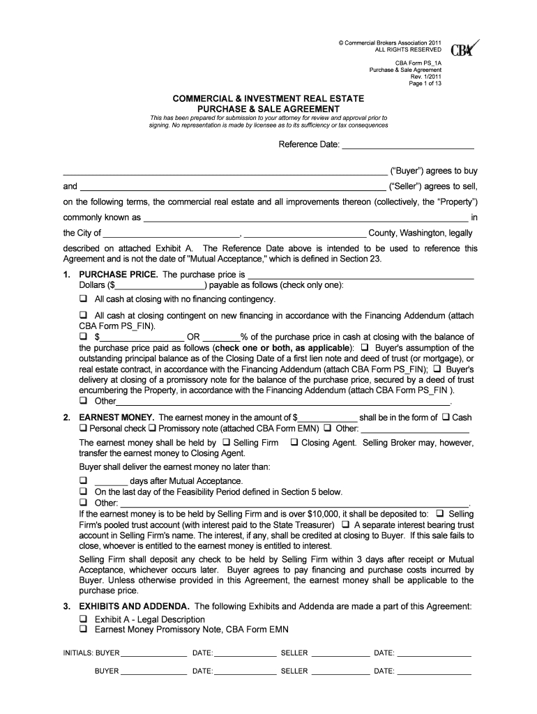 Land Purchase Agreement Template Commercial Real Estate Purchase Agreement Form Fill Online