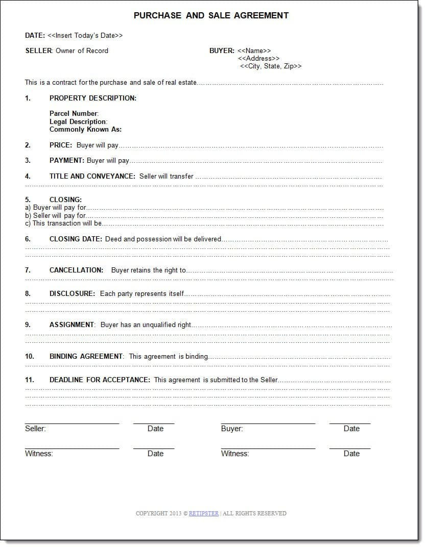 Land Purchase Agreement Template How To Close A Cash Land Transaction In House Full Diy Instructions