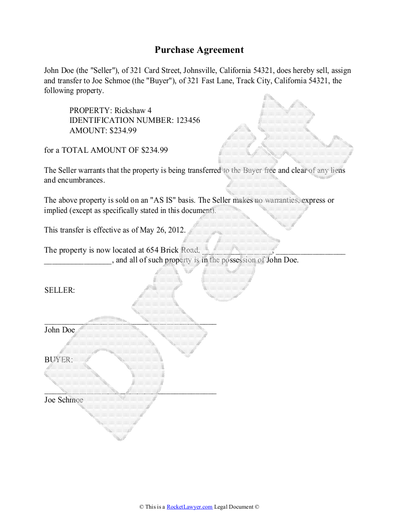 Land Purchase Agreement Template Purchase Agreement Template Free Purchase Agreement