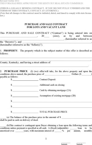 Land Purchase Agreement Template Simple Land Purchase Agreement Form 336 Free Kentucky Purchase And
