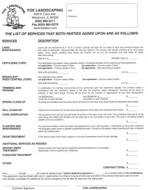 Landscaping Service Agreement Template Service Contract Lawn Maintenance Free Care Forms Download