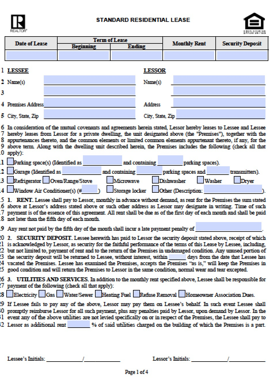 Lease Agreement Form Illinois Free Illinois Residential Lease Agreement Template Pdf Word Doc