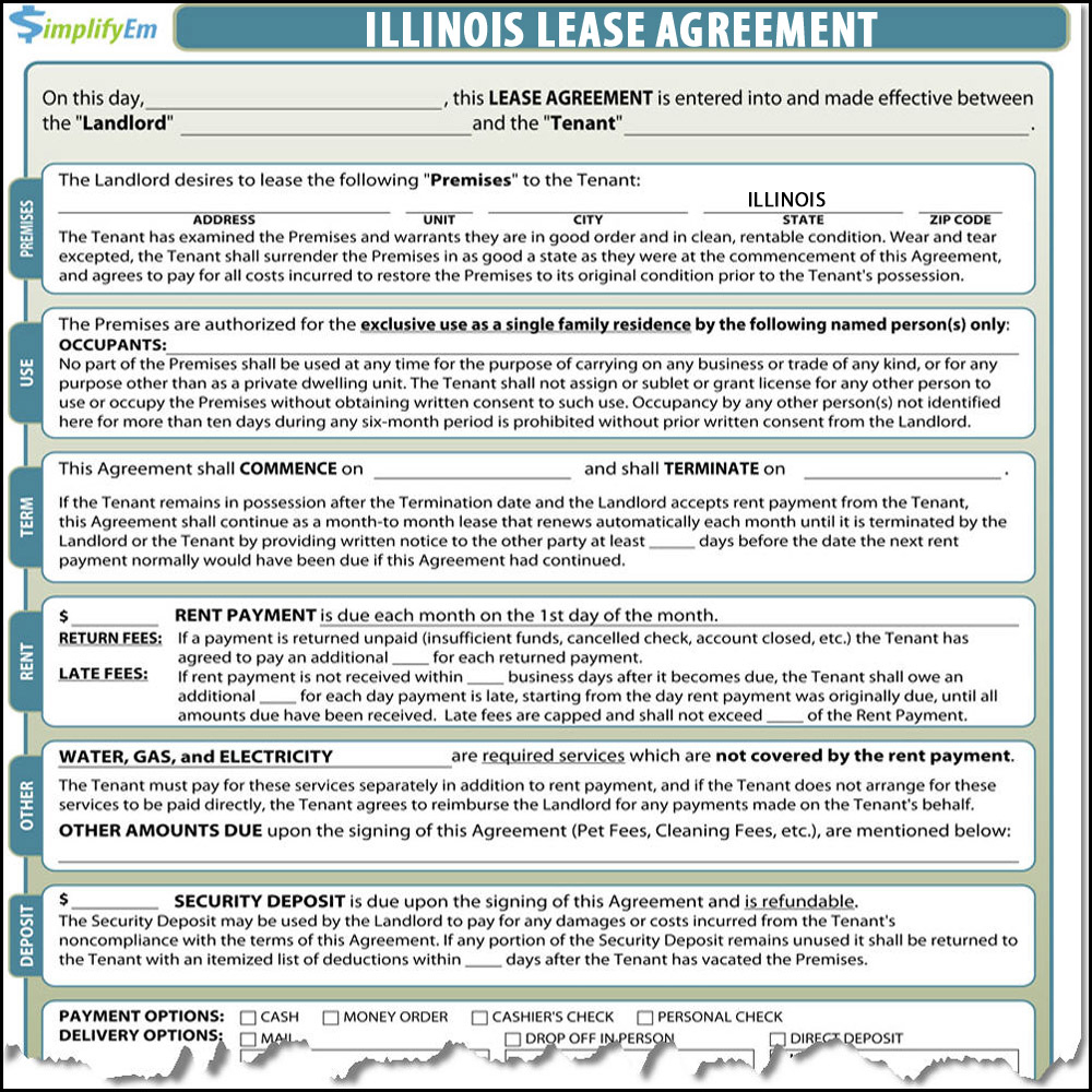 Lease Agreement Form Illinois Illinois Lease Agreement