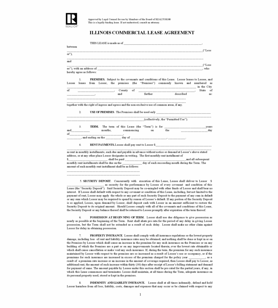 Lease Agreement Form Illinois Illinois Rental Lease Agreement Form 114897 Rental Lease Agreement