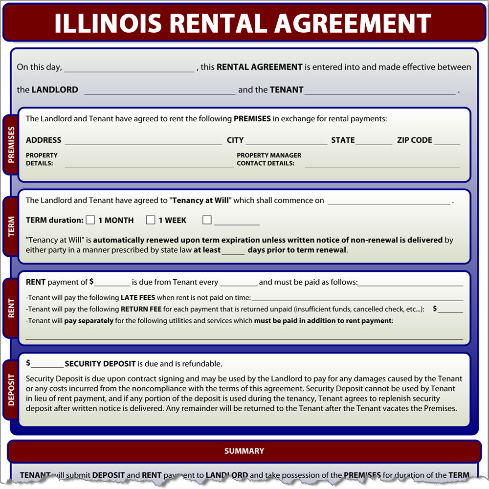 Lease Agreement Form Illinois Rental Agreement