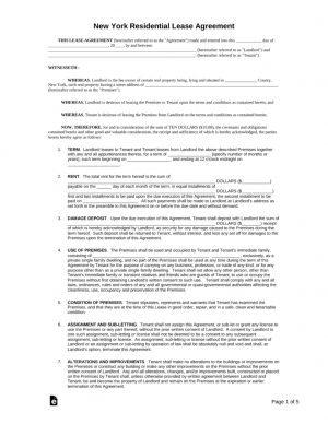 Lease Agreement Sample Form Free New York Standard Residential Lease Agreement Template Pdf