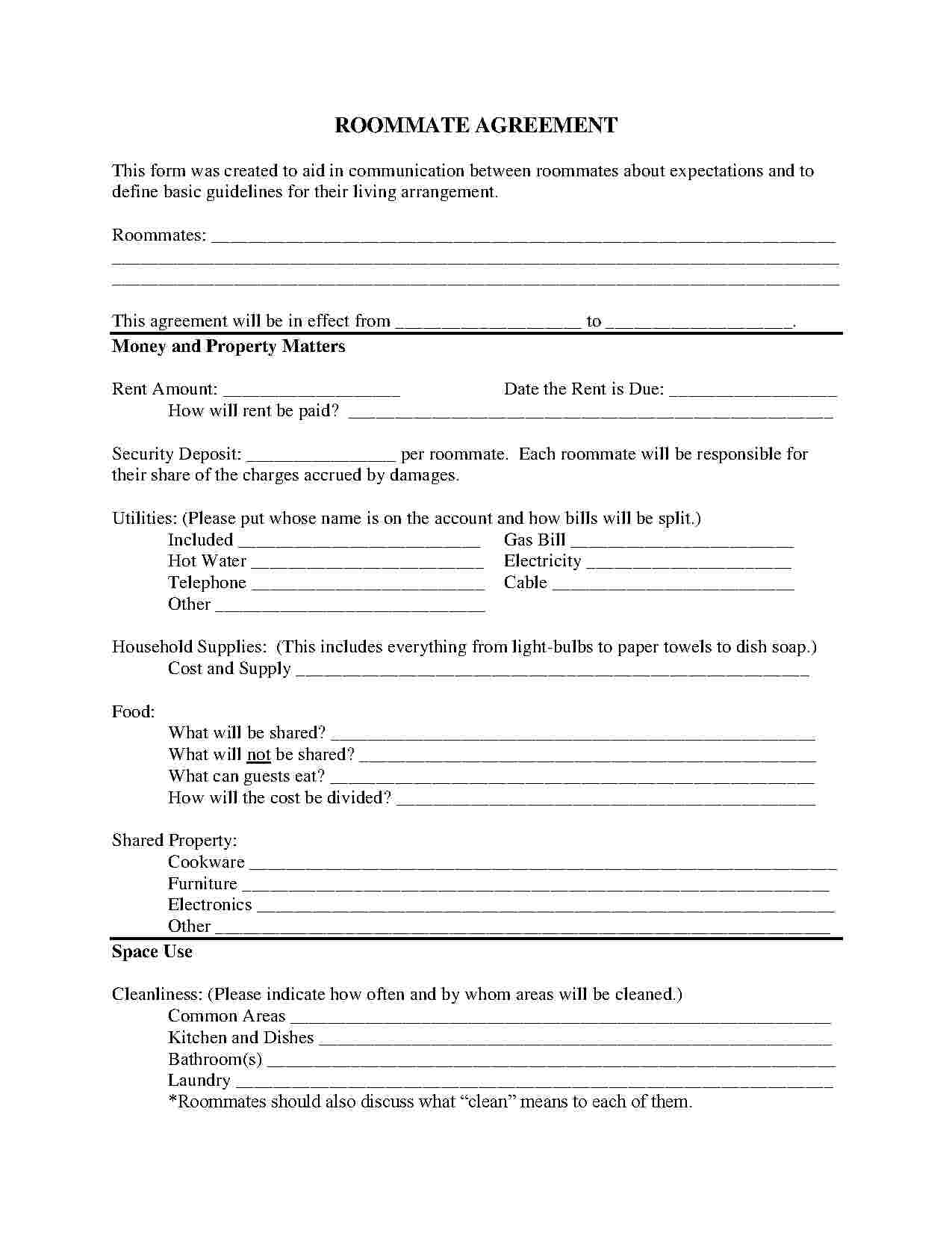 Lease Roommate Agreement Download Roommate Agreement Style 18 Template For Free At Templates