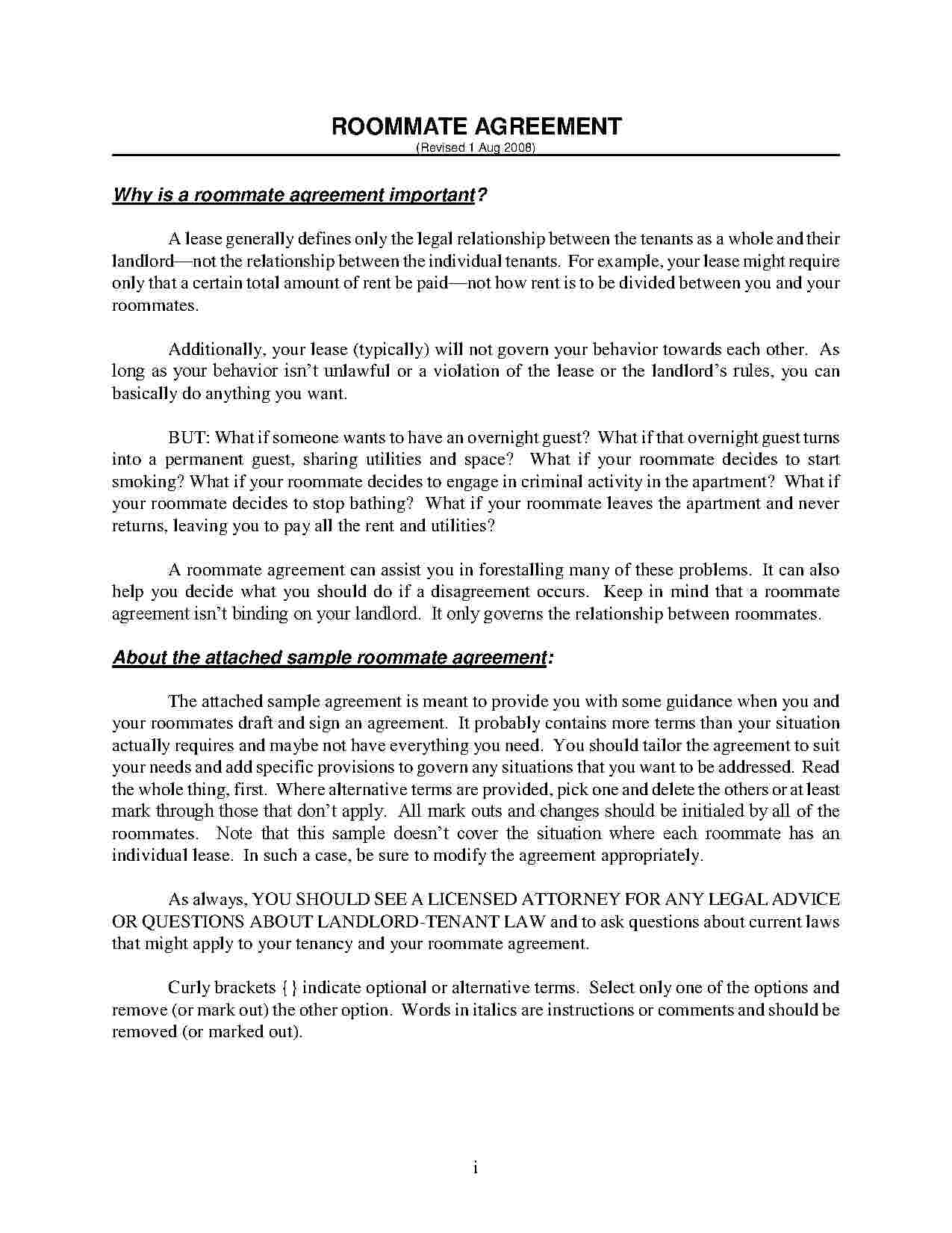 Lease Roommate Agreement Download Roommate Agreement Style 3 Template For Free At Templates