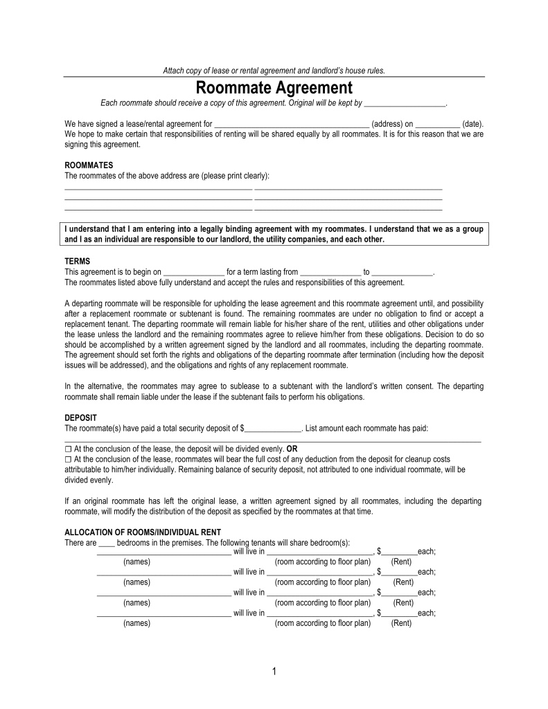 Lease Roommate Agreement Room Rental Agreement Texas Elegant Free Virginia Roommate Agreement