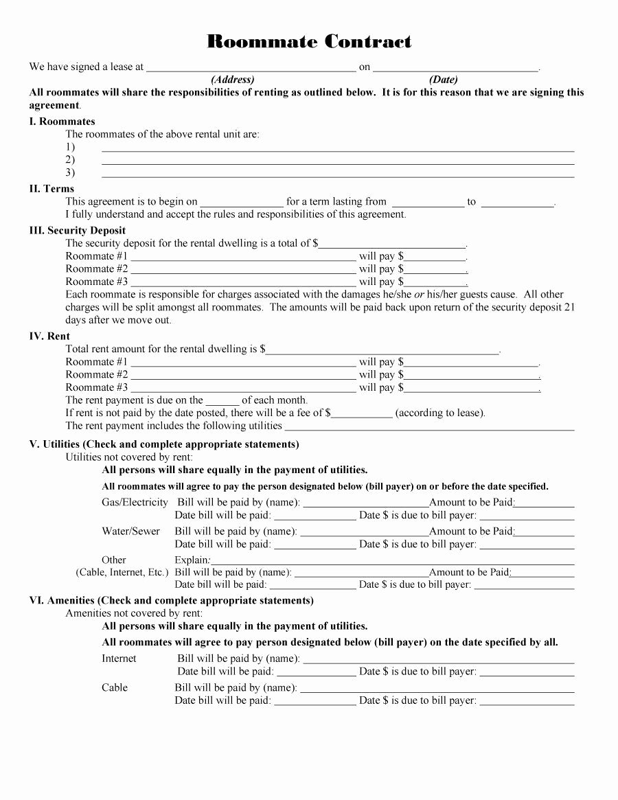 Lease Roommate Agreement Roommate Rental Agreement Template Template Modern Design