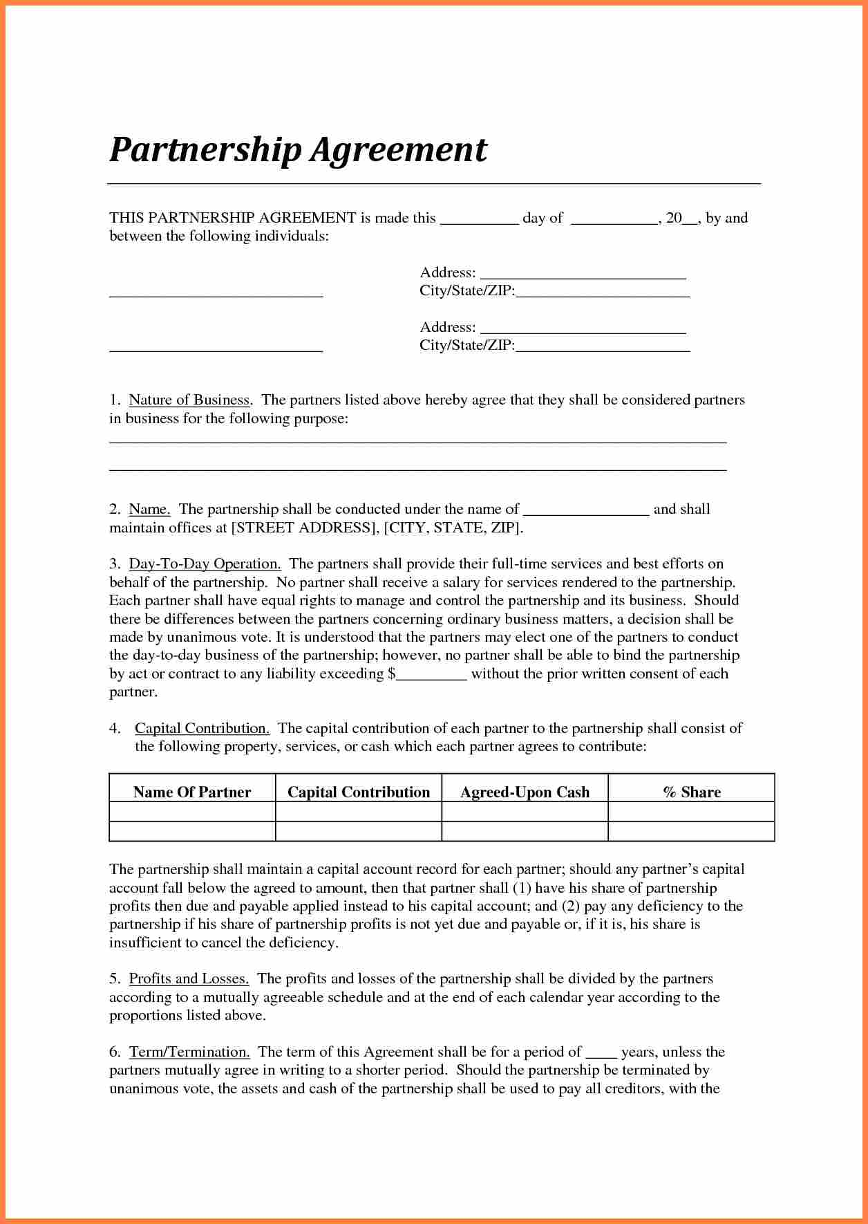 Legal Agreement Between Two Parties 002 Template Ideas Standard Partnership Agreement Of Contract Sample