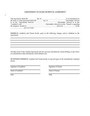 Legal Forms Lease Agreement Amendment To Lease Or Rental Agreement Legal Forms And Business
