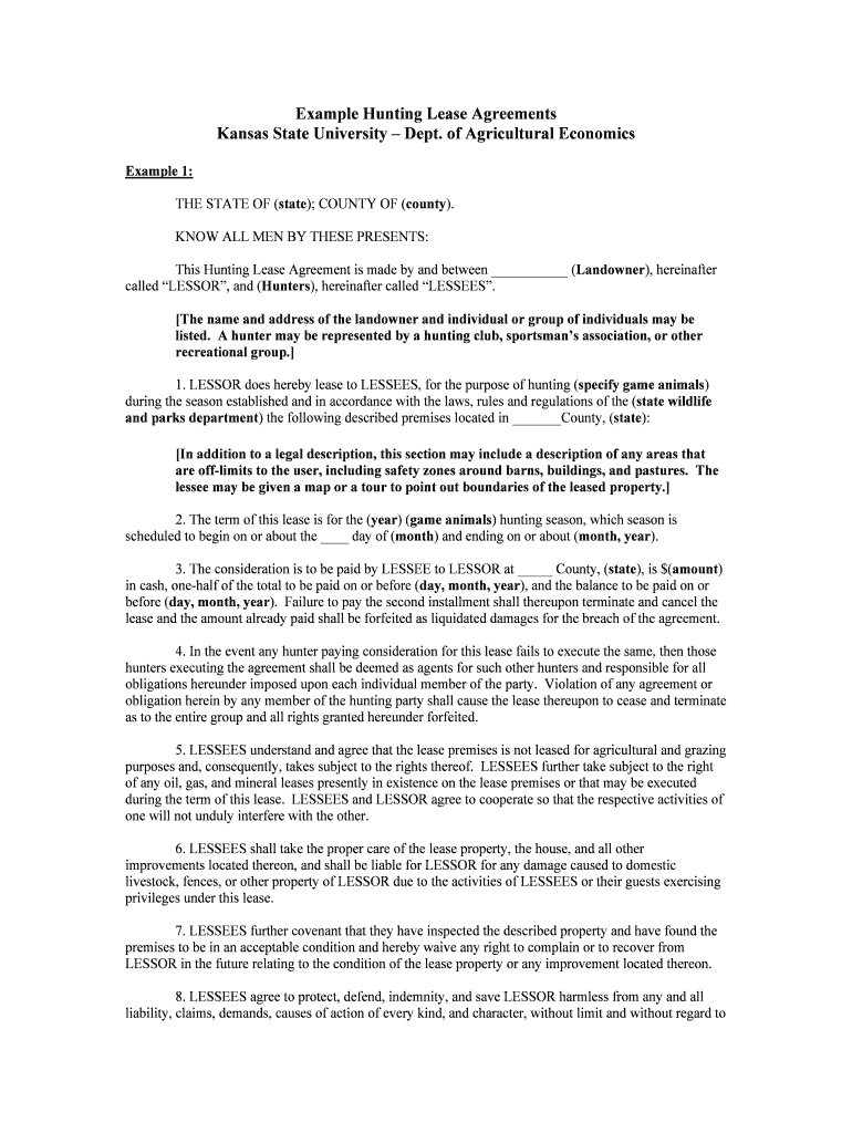 Legal Forms Lease Agreement Hunting Lease Form Fill Online Printable Fillable Blank Pdffiller