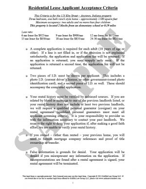 Legal Forms Lease Agreement Lease Acceptance Criteria Sample