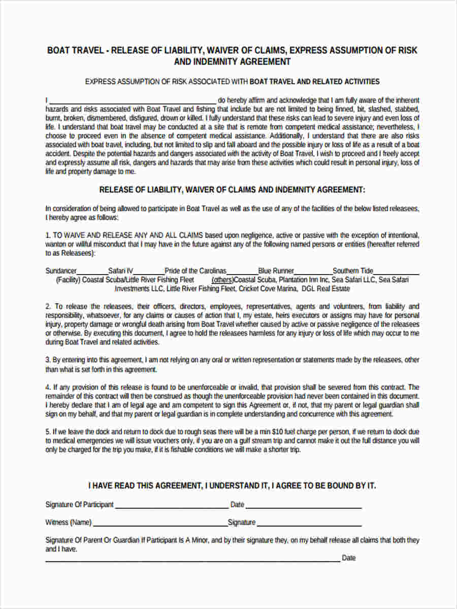 Liability Release Agreement 25 Liability Forms In Pdf
