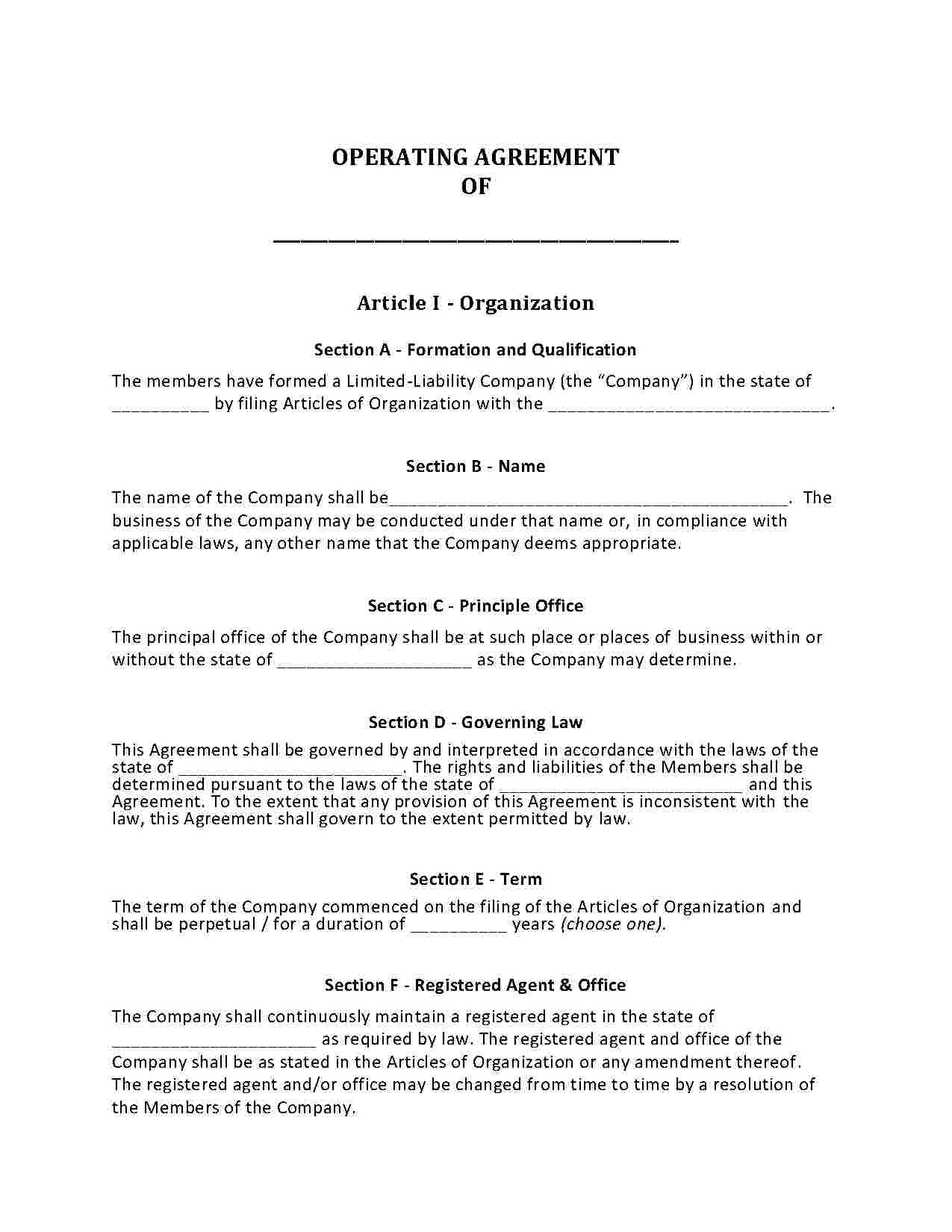 Llc No Operating Agreement Download Amendment To Llc Operating Agreement Style 2 Template For