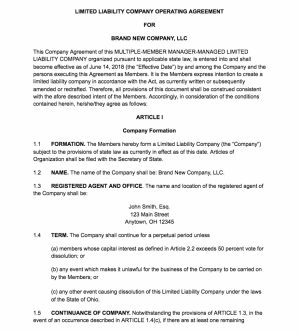 Llc No Operating Agreement How To Create An Llc Operating Agreement Free Templates