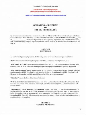 Llc Operating Agreement Form Llc Agreement Template Free Lobo Black