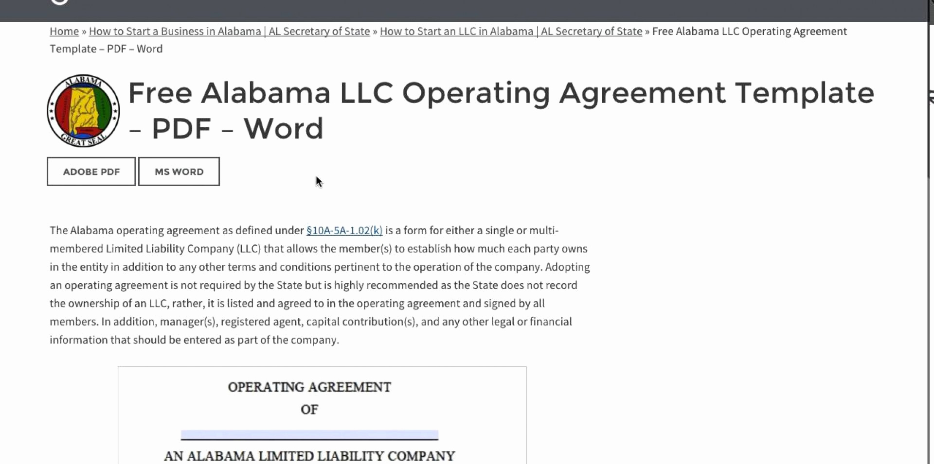 Llc Operating Agreement Form Llc Operating Agreement Alabama Awesome Simple Llc Operating