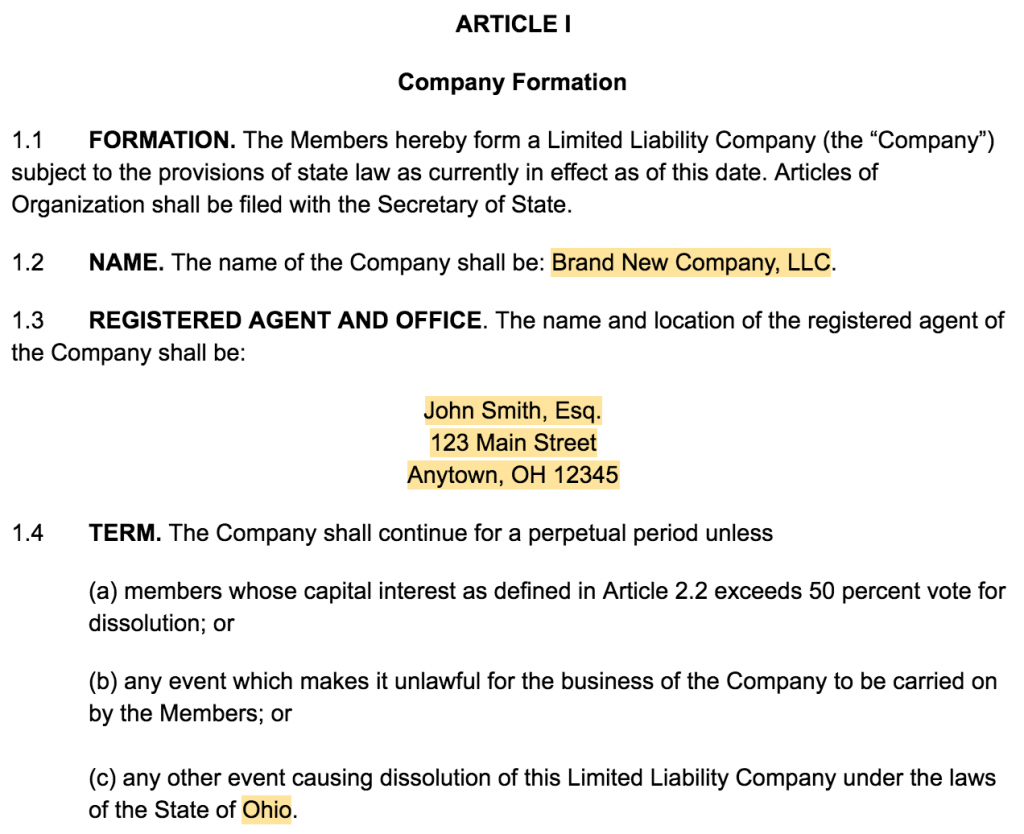 Llc Operating Agreements How To Create An Llc Operating Agreement Free Templates