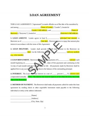 Loan Agreement Template Between Family Members Loan Agreement