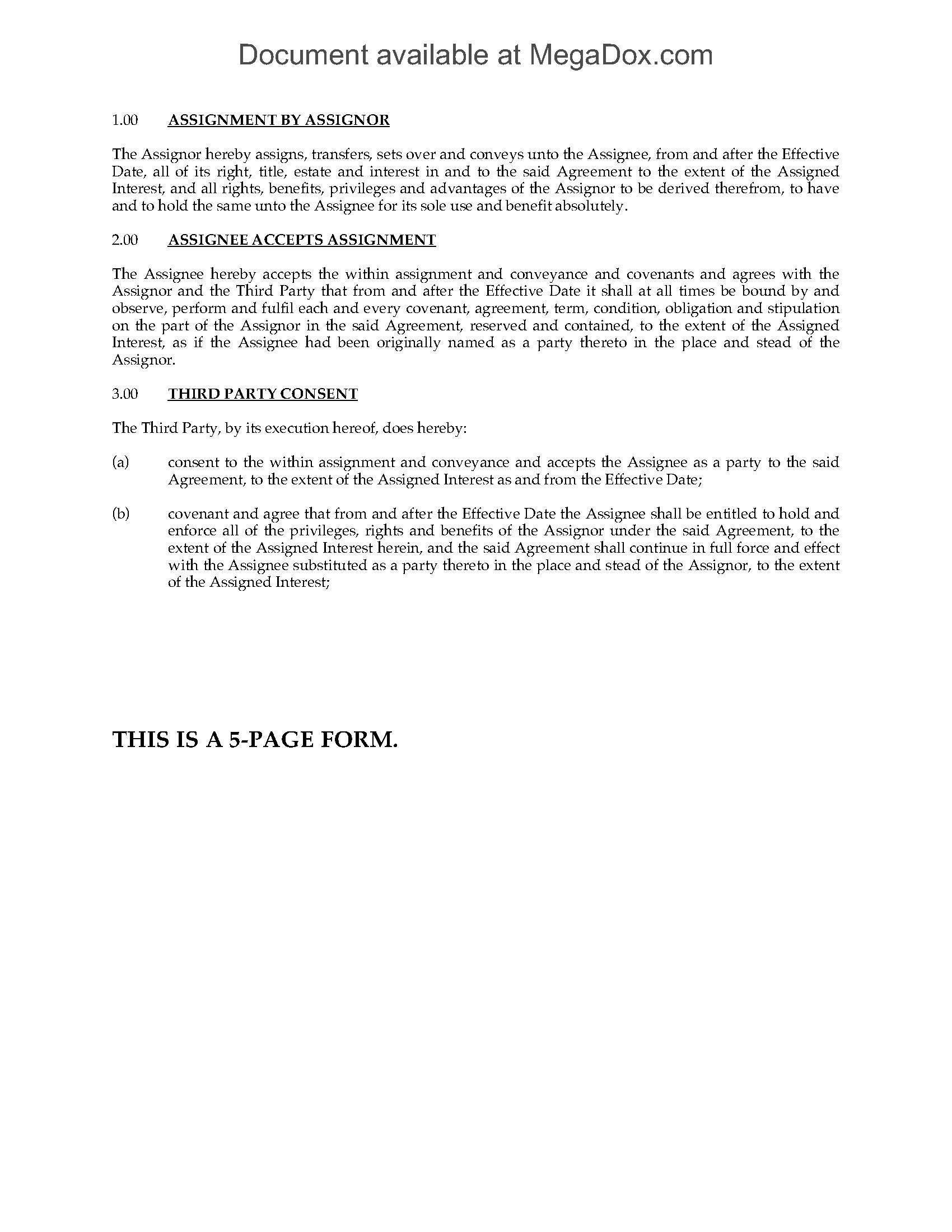 Loan Novation Agreement Alberta Partial Assignment And Novation Agreement