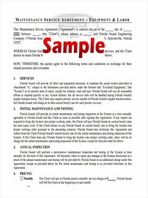 Maintenance Agreement Terms And Conditions 12 Maintenance Agreement Form Sample Free Sample Example Format
