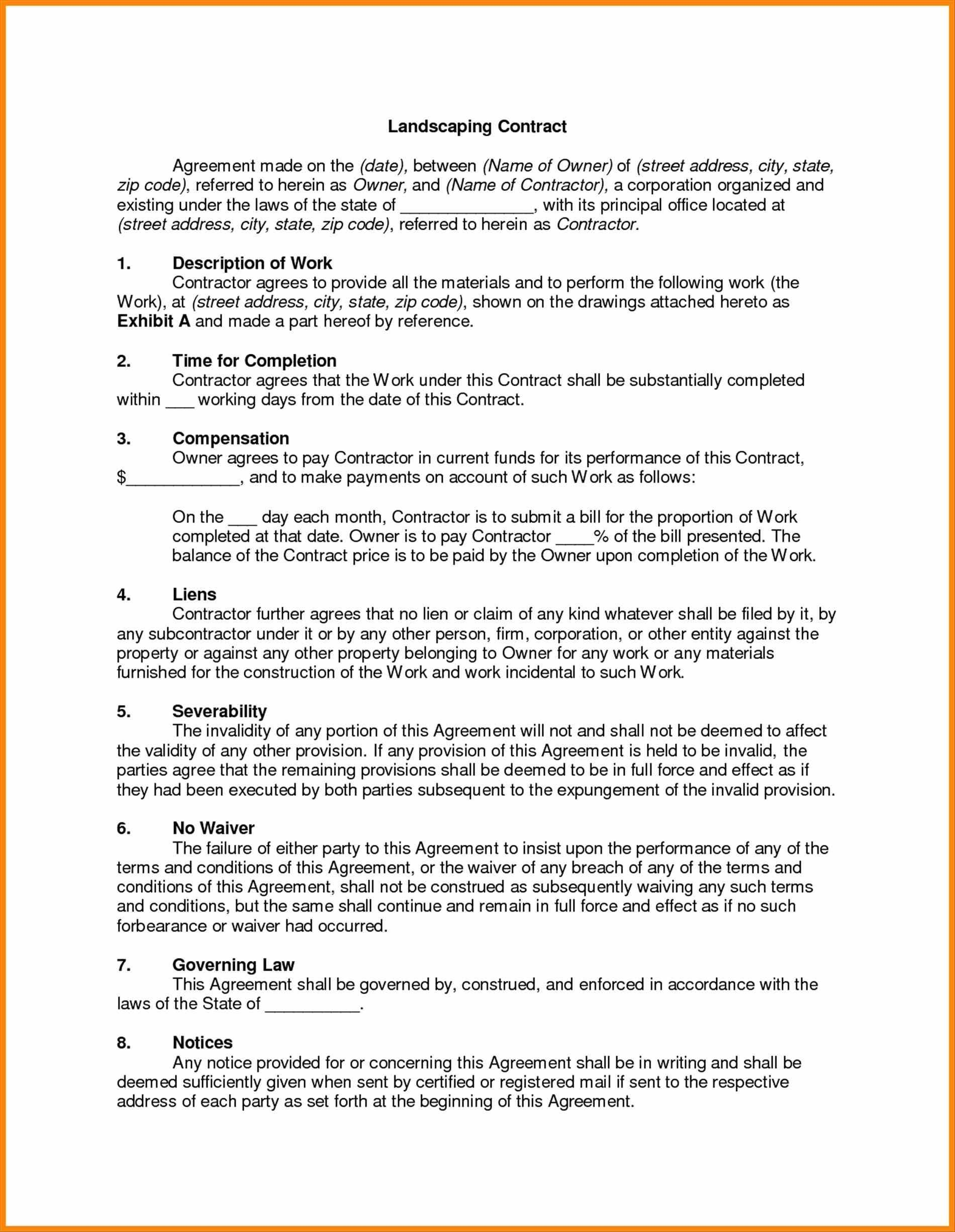 Maintenance Agreement Terms And Conditions Landscaping Maintenance Agreement Template Lobo Black Contract Free