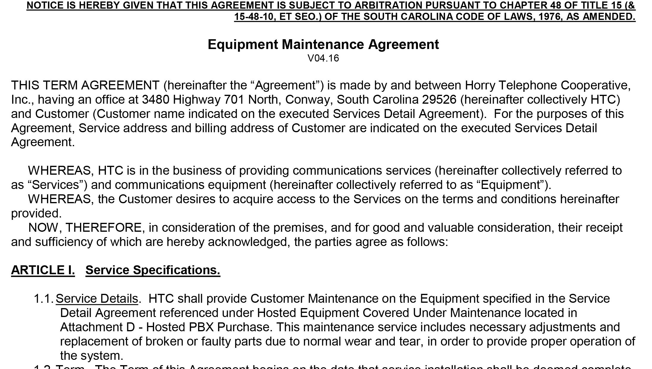 Maintenance Agreement Terms And Conditions Microsoft Word Equipment Maintenance Agreement Htc Inc