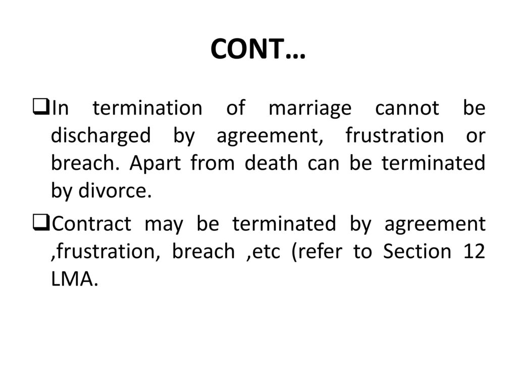 Marriage Termination Agreement The Law Of Mariage Act No 51971 Re 2002 Ppt Download