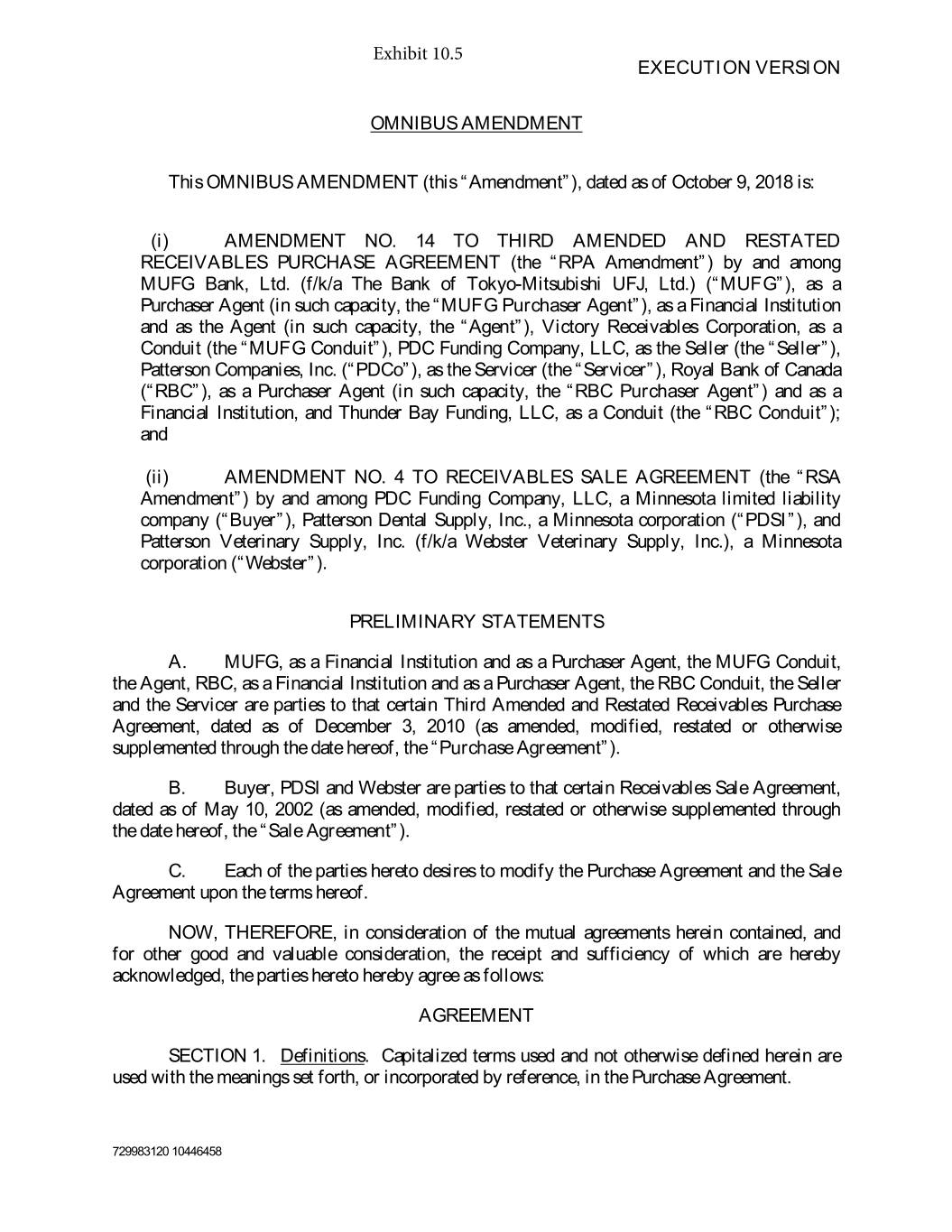 Minnesota Purchase Agreement Exhibit10501262019