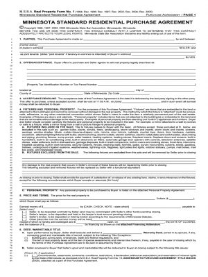 Mn Real Estate Purchase Agreement Minnesota Purchase Agreement Fill Online Printable Fillable