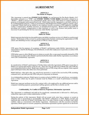 Modeling Agreement Contract 7 Fashion Model Contract Weekly Template