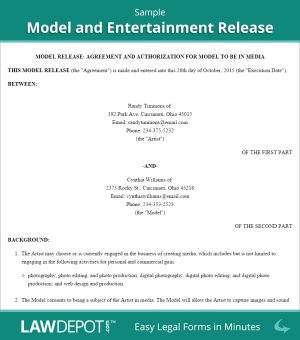 Modeling Agreement Contract Model And Entertainment Release Form Us Lawdepot