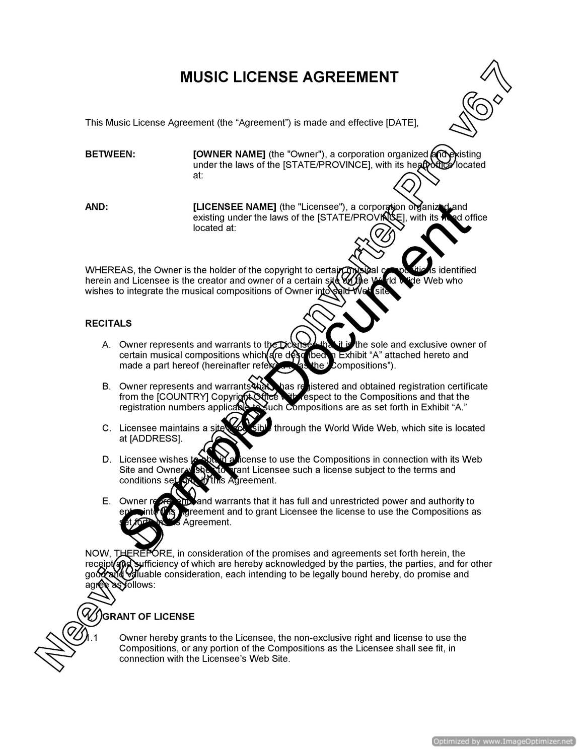 Music Rights Agreement Music License Agreement
