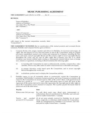 Music Rights Agreement Music Publishing Agreement