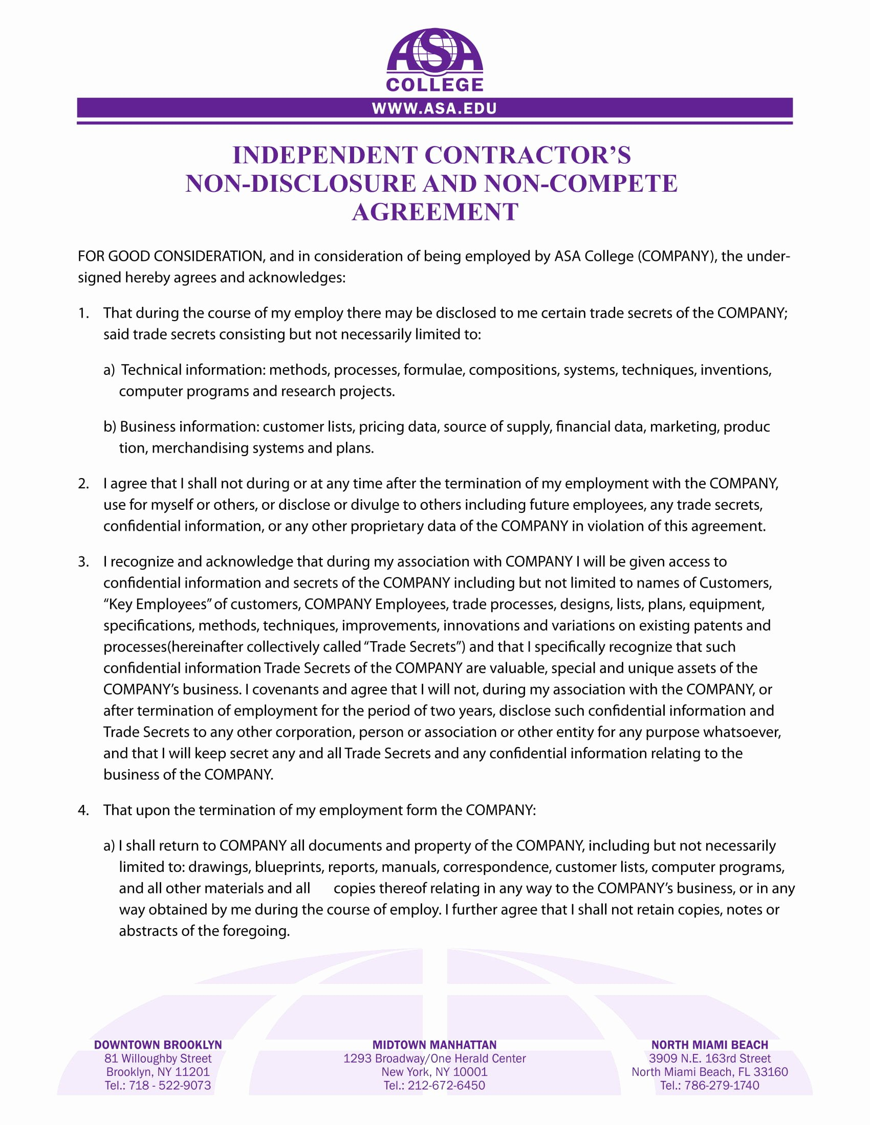 Non Compete Agreement Pdf 28 Affordable Sample Non Competition Agreement Example Design Template