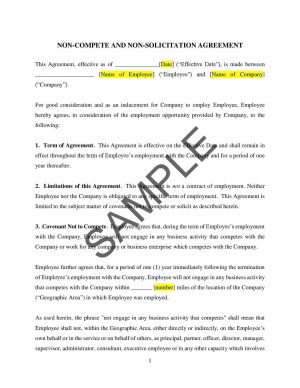 Non Compete Agreement Pdf Non Compete Agreement For Employees
