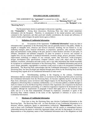 Non Disclosure Agreement Florida Confidentiality Agreement Fill Online Printable Fillable Blank