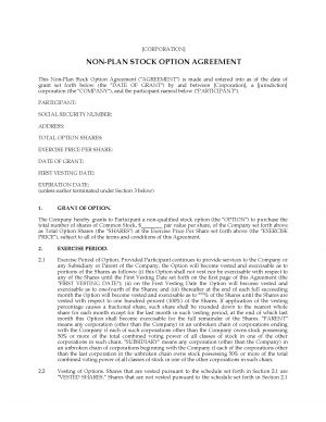 Non Qualified Stock Option Agreement Usa Non Plan Stock Option Agreement
