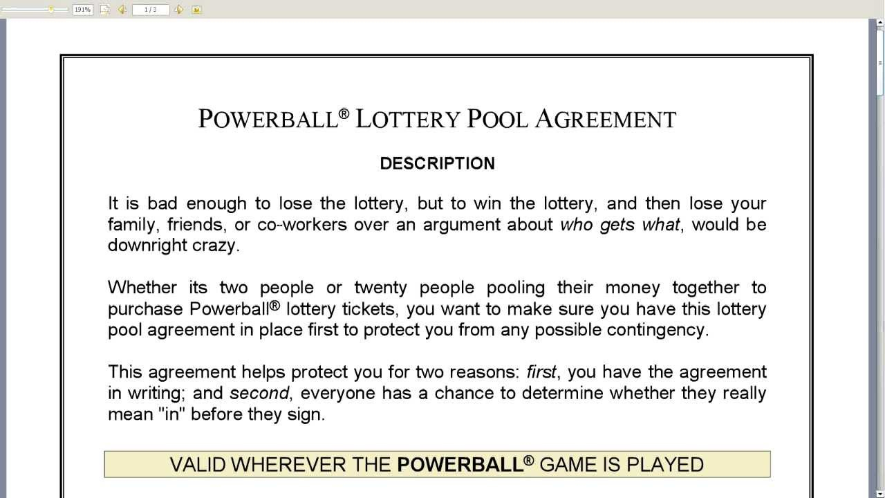 Office Pool Lottery Agreement Example Lottery Pool Agreement Files Bank
