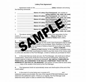 Office Pool Lottery Agreement Office Lottery Pool Contract Template Editable Thank Affidavit Of
