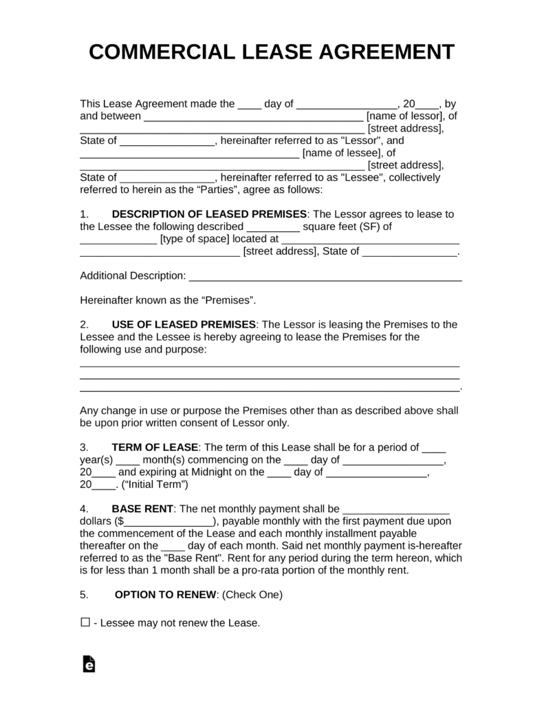 Office Rental Agreement Free Commercial Rental Lease Agreement Templates Pdf Word