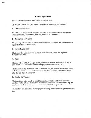 Office Rental Agreement Rental Agreement